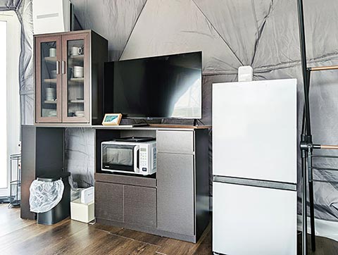 シューズラック・Wi-Fi・冷蔵庫・テレビ・電子レンジ・食器・室内物干し・湯沸かしポット等